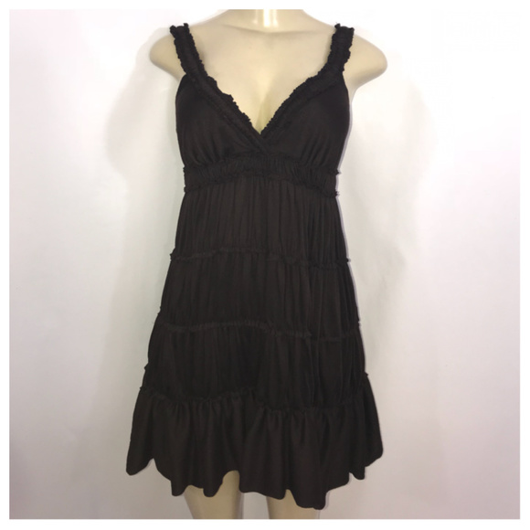 Fleurish Dresses & Skirts - Fleurish Brown V Neck Ruching Mini Dress Medium